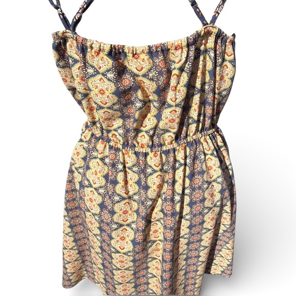 Xhilaration Dress Medium Abstract Faux Wrap Neck Babydoll Boho Cottagecore Farm - Picture 2 of 15